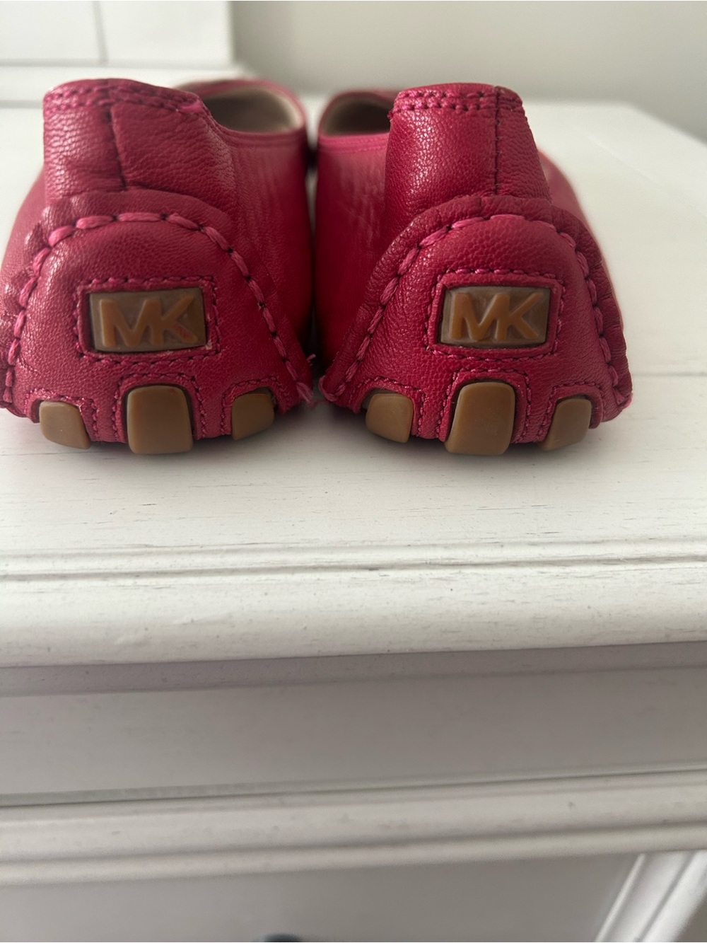 Michael Kors Red Leather MK Logo Round-Toe Ballet Flats - Picture 7 of 9